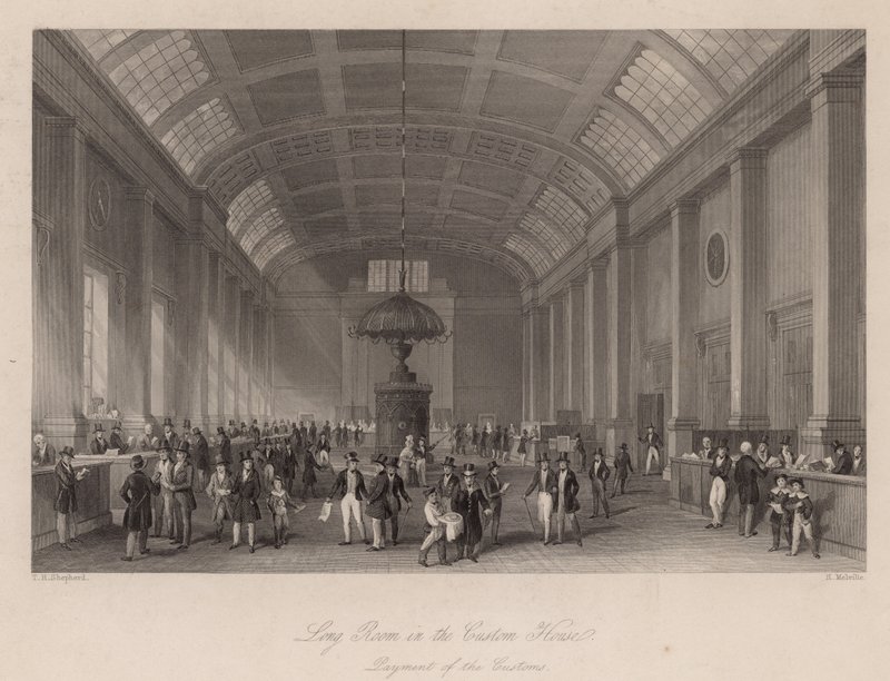 Langer Raum im Zollhaus, London, zur Zahlung der Zollgebühren von Thomas Hosmer Shepherd