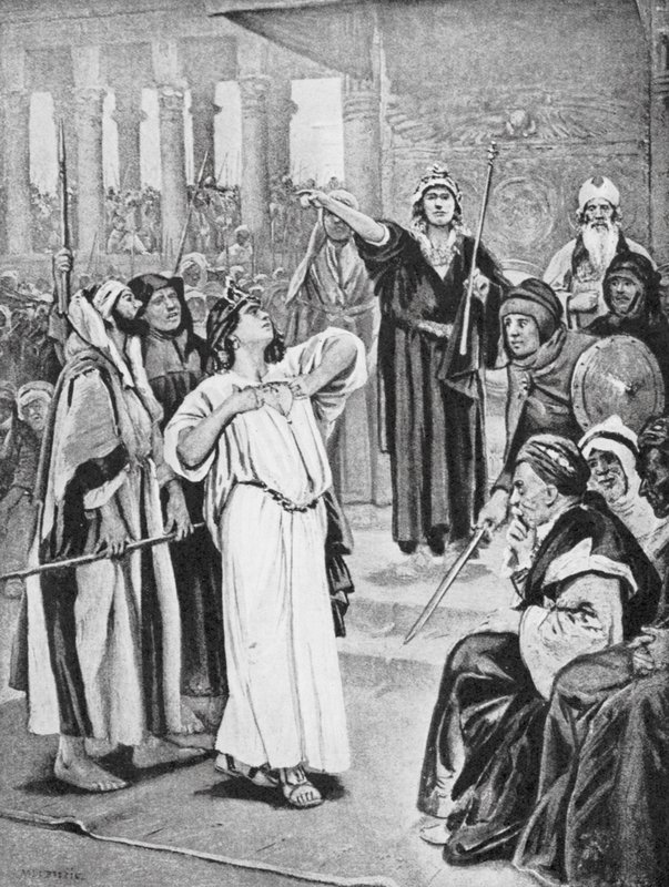 Athalia hört die Proklamation von Joash, 837 v. Chr. von Vaclav (1851 1901) (after) Brozik