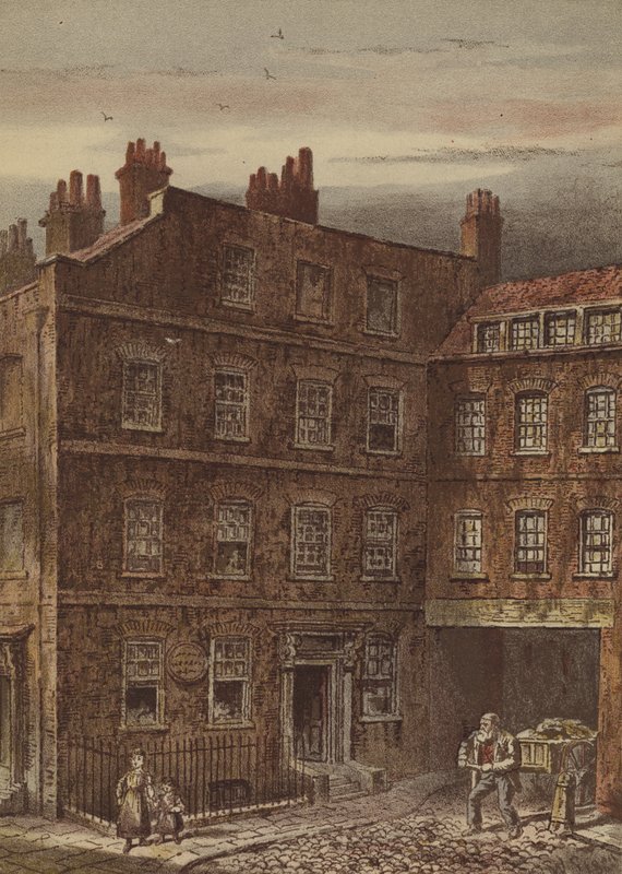 Dr. Johnsons Haus, Gough Square, Fleet Street (Chromolithographie) von Waldo Sargeant