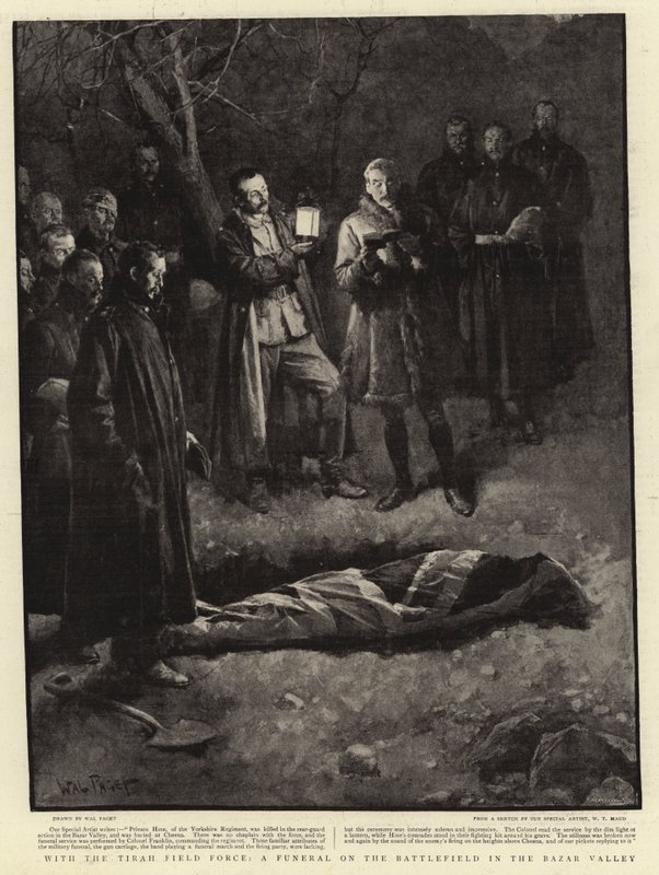 Mit der Tirah-Feldtruppe, eine Beerdigung auf dem Schlachtfeld im Bazar-Tal von Walter Stanley Paget