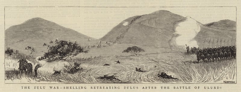 Der Zulukrieg, Beschuss der zurückweichenden Zulus nach der Schlacht von Ulundi von Thomas Walter Wilson