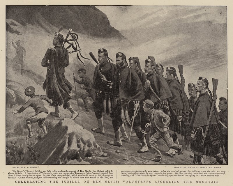 Feiern des Jubiläums auf Ben Nevis, Freiwillige besteigen den Berg von Walter Charles Horsley