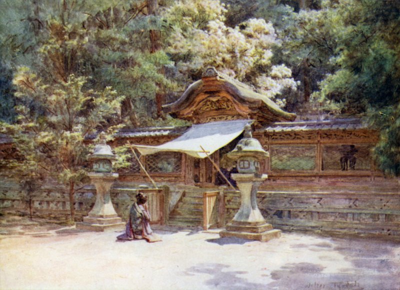 Tempelzaun und Tor, Higashi Otani, Kyoto von Walter Frederick Roofe Tyndale