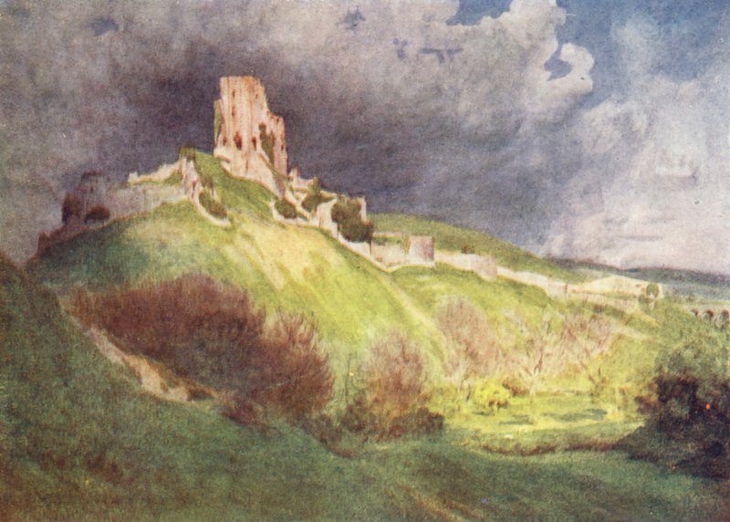 Wessex: Corfe Castle, Das „Corvesgate Castle“ aus Die Hand von Ethelberta von Walter Frederick Roofe Tyndale