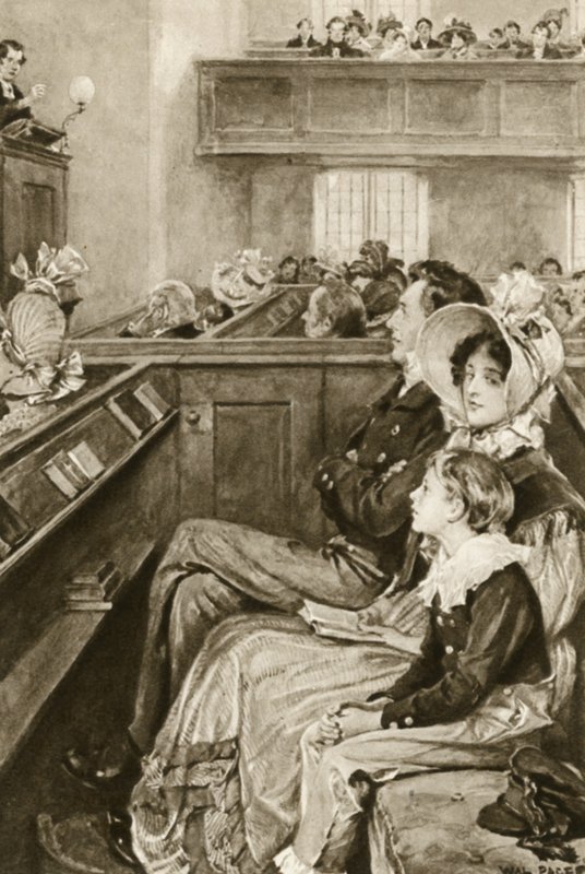 John Ruskin als Junge, der dem Prediger zusieht von Walter Paget