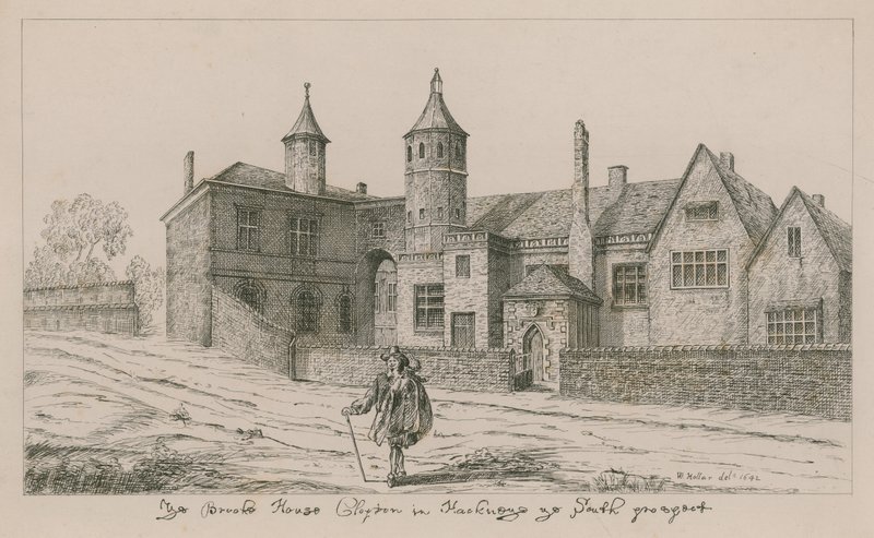 Das Brooke House, Clopton in Hackney, die Südansicht von Wenceslaus Hollar