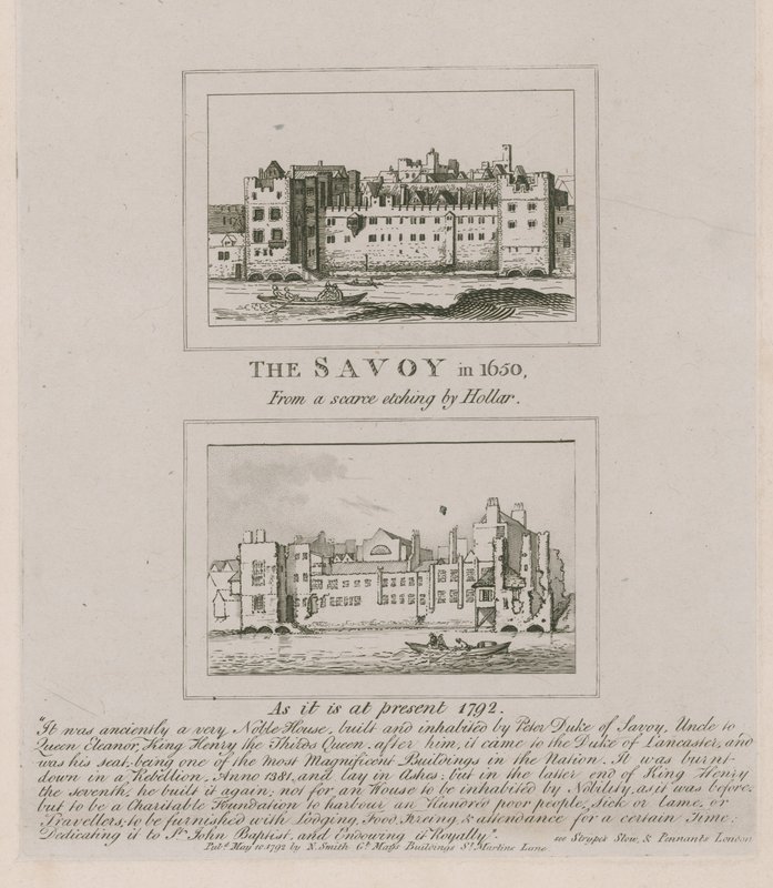Der Savoy im Jahr 1650 und wie er 1792 ist von Wenceslaus Hollar