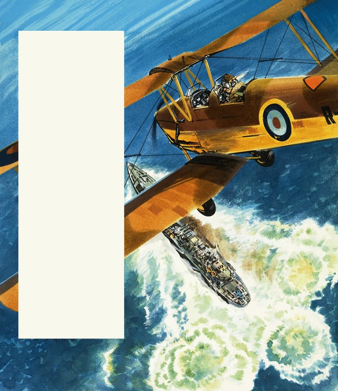 Ein Tiger Moth patrouilliert die britische Küste während des Zweiten Weltkriegs von Wilf (20th century) Hardy
