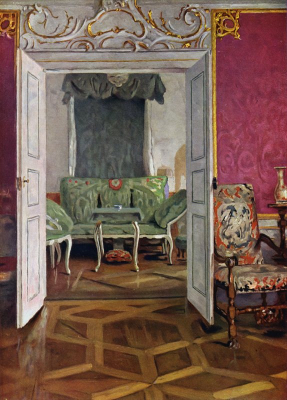 Boudoir im Schloss Weikersheim, Württemberg, Dekoration der Rokokozeit von Wilhelm Beckmann