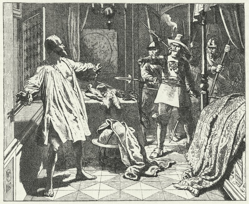 Die Ermordung von Albrecht von Wallenstein, böhmischer General in der Armee des Heiligen Römischen Reiches im Dreißigjährigen Krieg von Wilhelm Camphausen