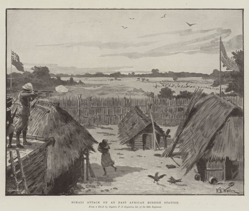 Somalischer Angriff auf eine ostafrikanische Missionsstation von William Barnes Wollen