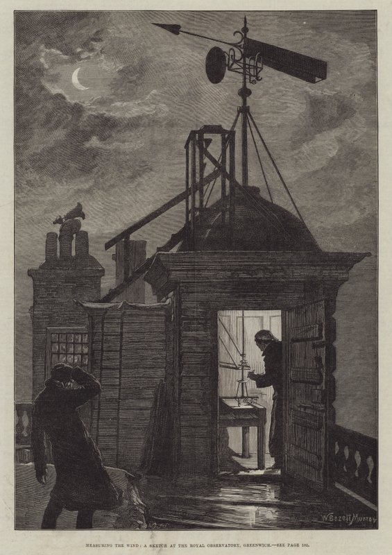 Windmessung, eine Skizze am Royal Observatory, Greenwich von William Bazett Murray