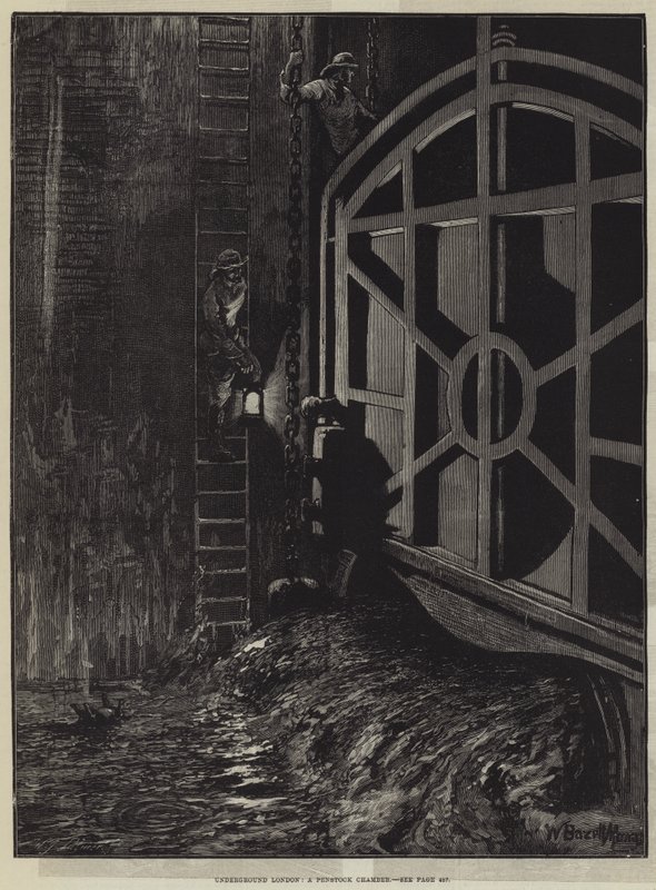 Unterirdisches London, eine Penstock-Kammer von William Bazett Murray