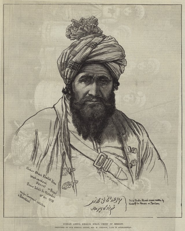 Sirdar Abdul Khalik Khan, Häuptling von Bezoot von William Crimea Simpson