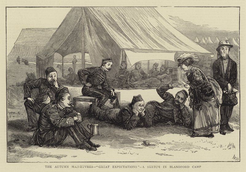 Die Herbstmanöver, große Erwartungen, eine Skizze im Blandford Camp von William III Bromley