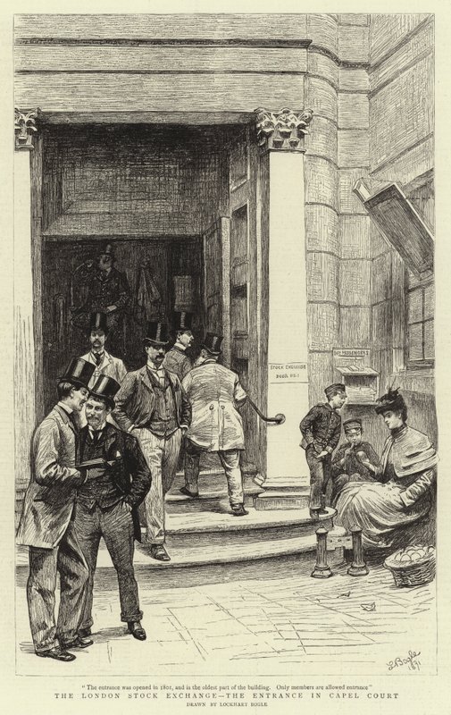 Die Londoner Börse, der Eingang in Capel Court von William Lockhart Bogle
