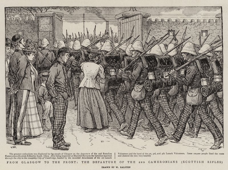 Von Glasgow an die Front, die Abreise der 2. Cameronians, Scottish Rifles von William Ralston