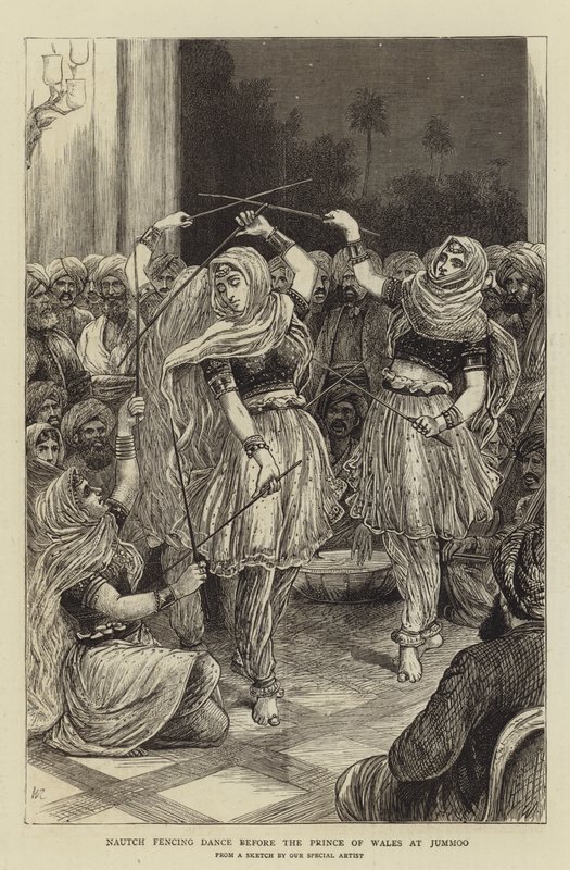 Nautch-Fechttanz vor dem Prinzen von Wales in Jummoo von William Ralston