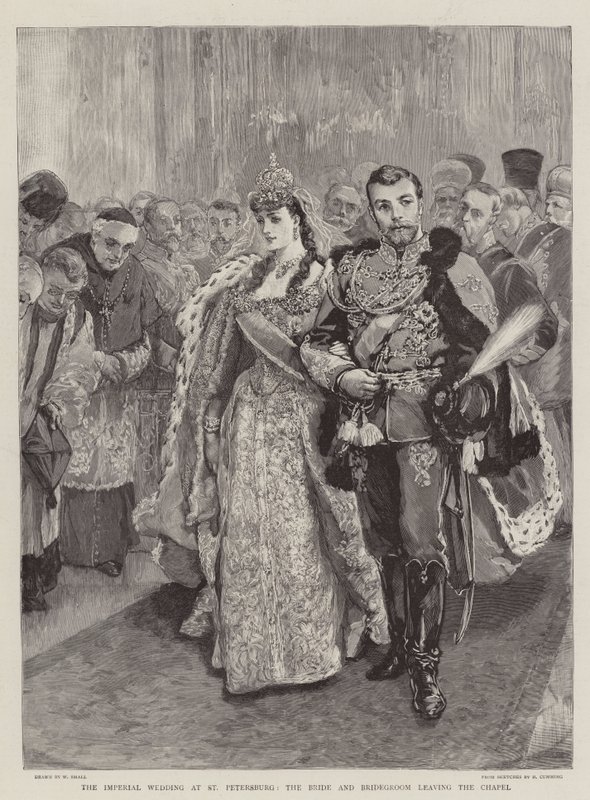 Die kaiserliche Hochzeit in St. Petersburg, die Braut und der Bräutigam verlassen die Kapelle von William Small