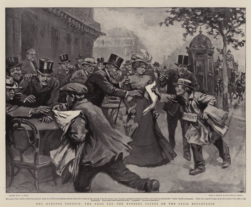 Das Dreyfus-Urteil, der Ansturm auf die Abendzeitungen auf den Pariser Boulevards von William T. Maud