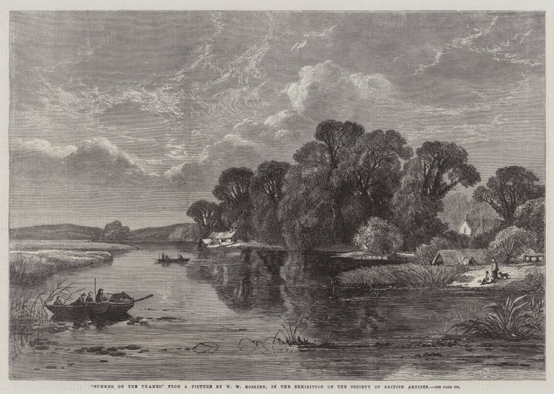 Sommer auf der Themse, in der Ausstellung der Society of British Artists von William W. Gosling