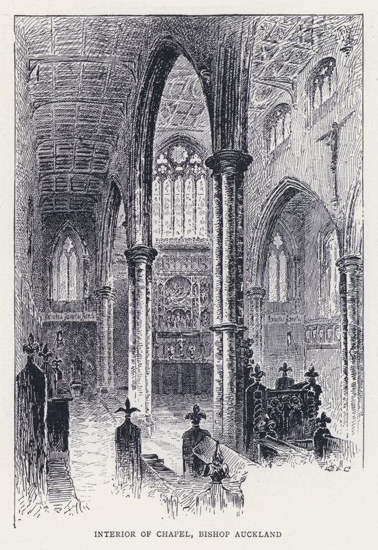 Innenraum der Kapelle, Bischof Auckland (Stich) von William Alexander Ansted