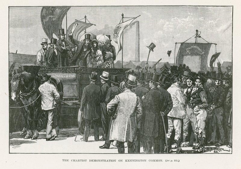 Die Chartisten-Demonstration auf dem Kennington Common, London von William Barnes Wollen