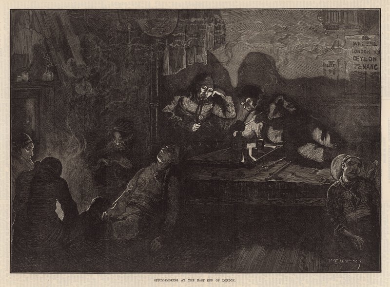 Opiumrauchen im East End von London (Gravur) von William Bazett Murray