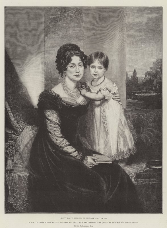 HRH Victoria Maria Louisa, Herzogin von Kent, und Ihre Majestät die Königin im Alter von drei Jahren von William Beechey