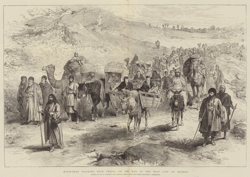 Muslimische Pilger aus Persien auf dem Weg zur heiligen Stadt Meshed von William Crimea Simpson