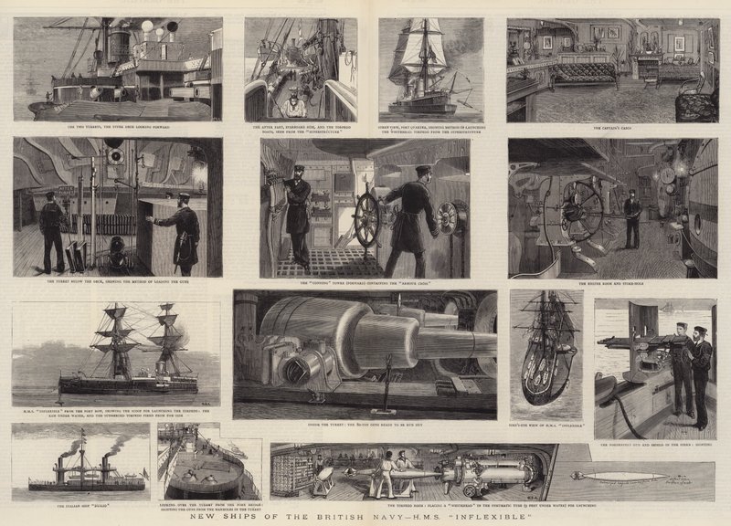 Neue Schiffe der britischen Marine, HMS Inflexible von William Edward Atkins