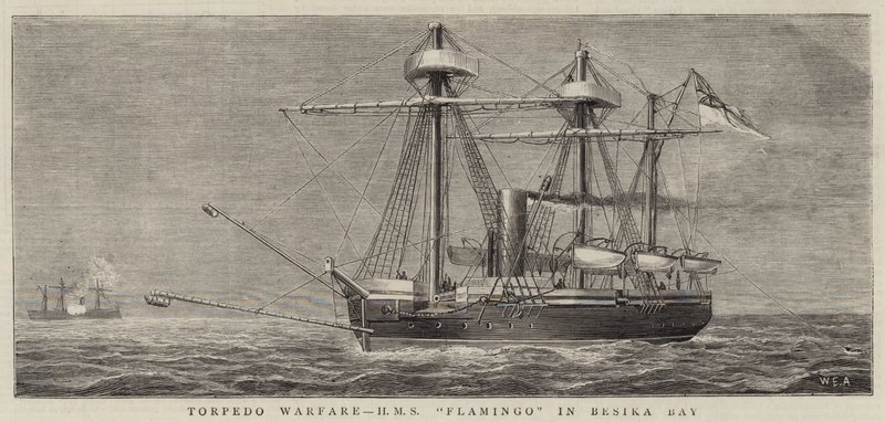 Torpedokrieg, HMS Flamingo in der Bucht von Besika von William Edward Atkins