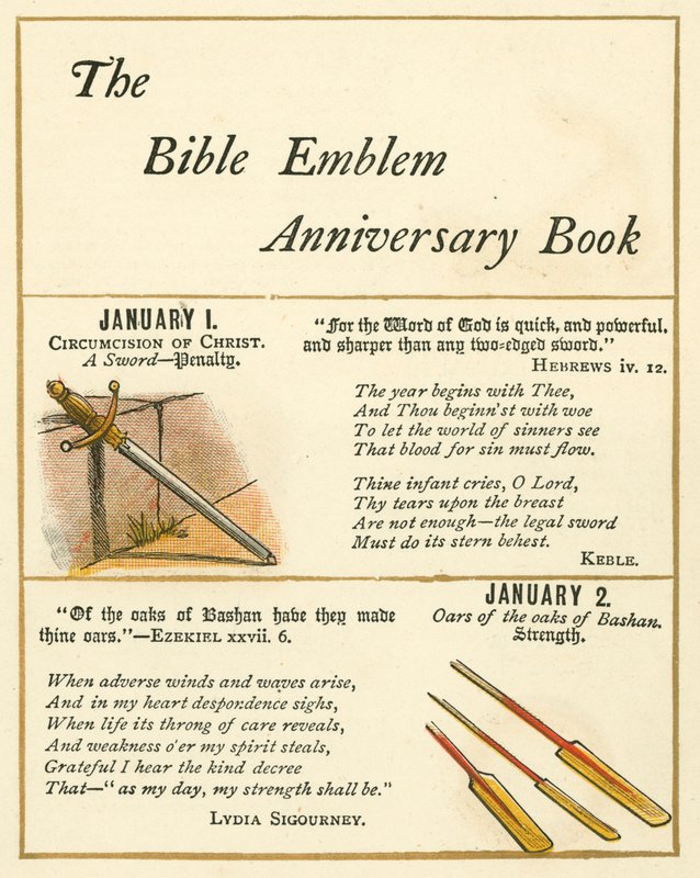 Seite aus dem Bibel-Emblem-Jubiläumsbuch von William Foster