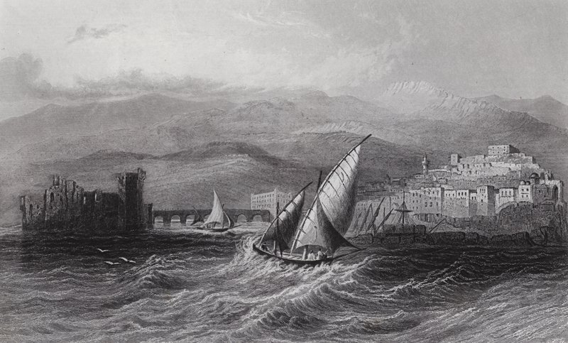 Sidon und der Libanon vom Meer aus (Gravur) von William H. Bartlett