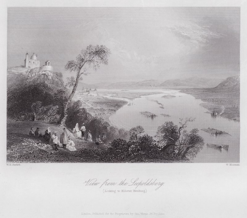 Blick vom Leopoldsberg, Blick auf Kloster Neuburg von William H. Bartlett