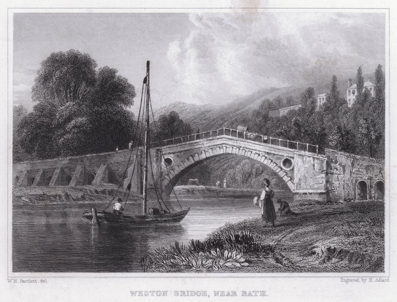 Weston Bridge, nahe Bath (Gravur) von William H. Bartlett