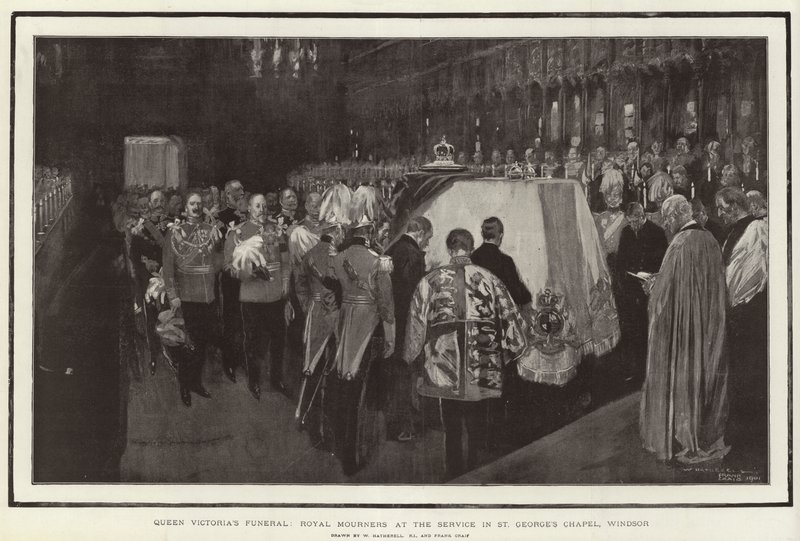 Beerdigung von Königin Victoria, königliche Trauergäste beim Gottesdienst in der St. George