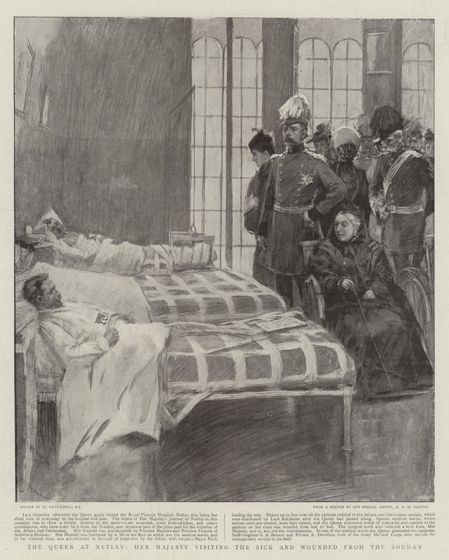 Die Königin in Netley, Ihre Majestät besucht die Kranken und Verwundeten aus dem Sudan von William Hatherell