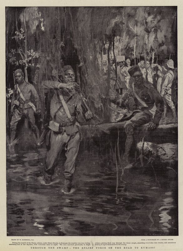 Durch den Sumpf, die Entsatztruppe auf dem Weg nach Kumassi von William Hatherell