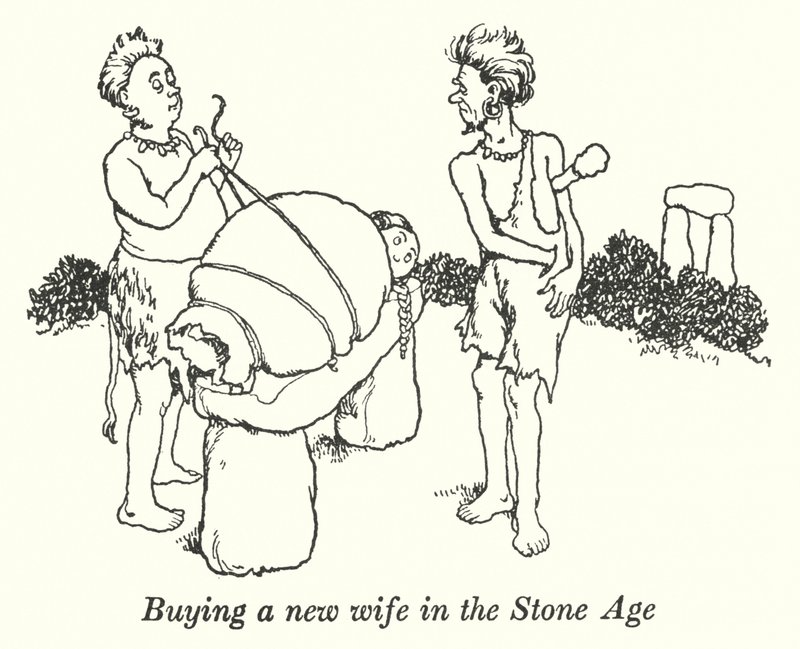 Eine neue Frau in der Steinzeit kaufen (Lithografie) von William Heath Robinson