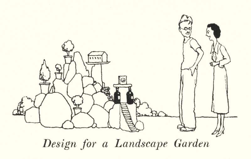 Entwurf für einen Landschaftsgarten von William Heath Robinson