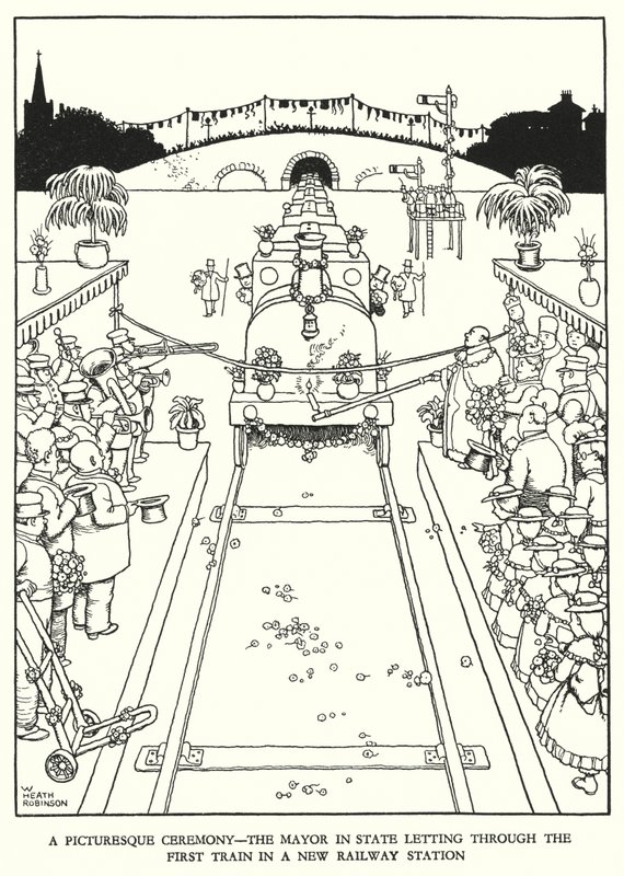 Illustration für Railway Ribaldry von W Heath Robinson von William Heath Robinson