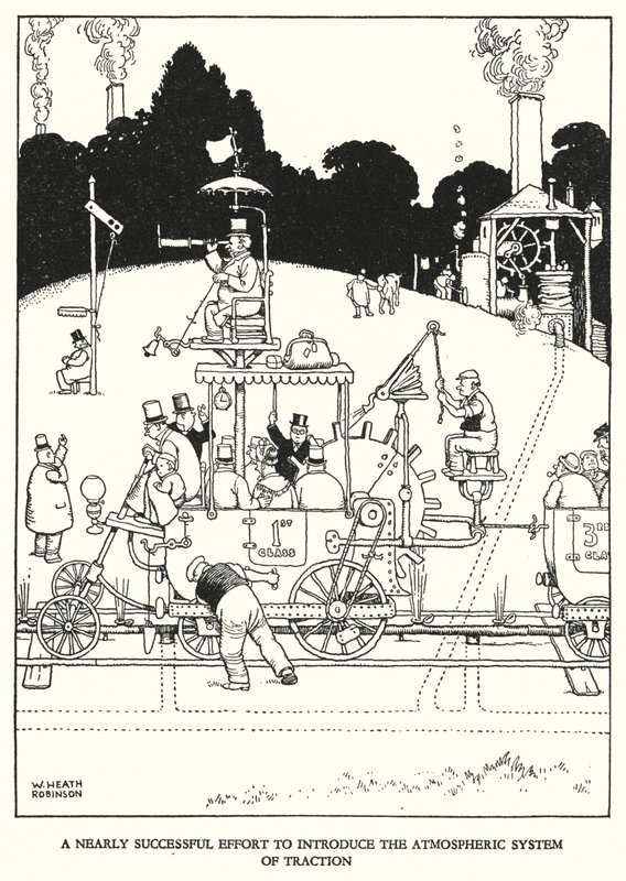 Illustration für Railway Ribaldry von W Heath Robinson (Lithographie) von William Heath Robinson