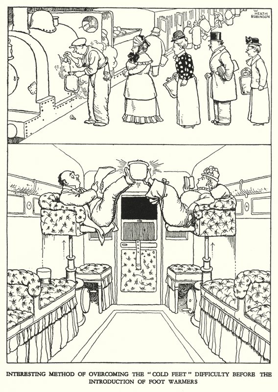 Illustration für Railway Ribaldry von W Heath Robinson (Lithographie) von William Heath Robinson