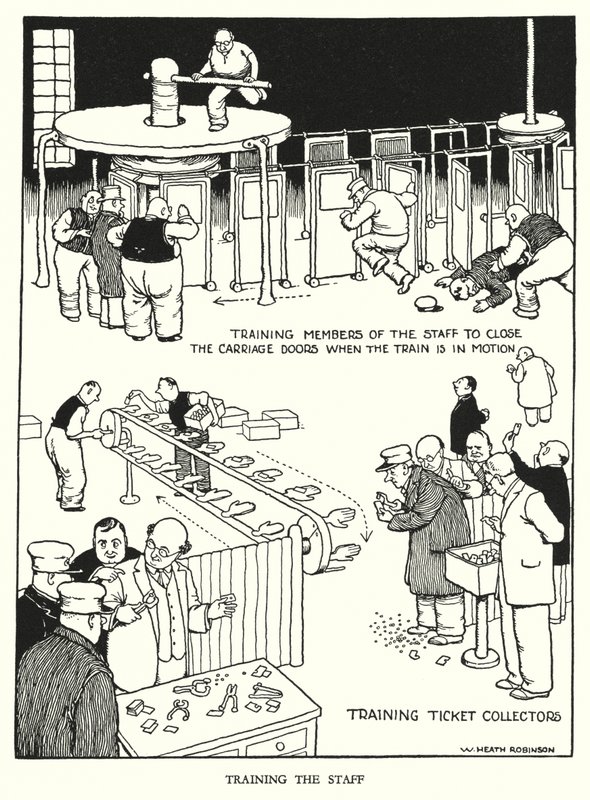 Illustration für Railway Ribaldry von W Heath Robinson von William Heath Robinson