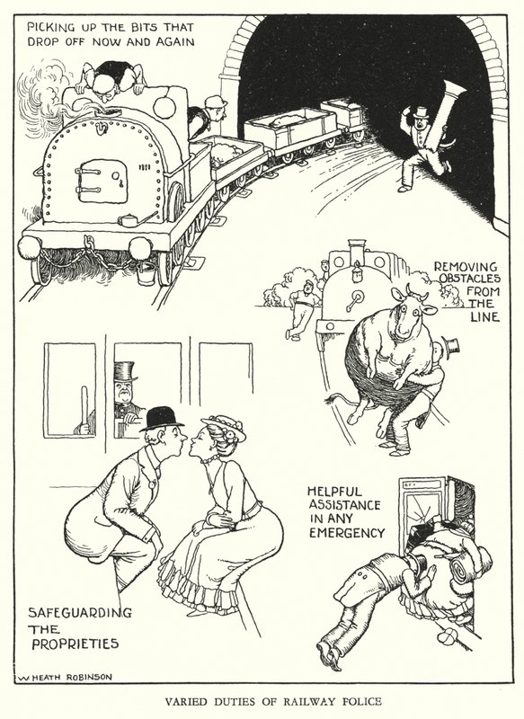 Illustration für Railway Ribaldry von W Heath Robinson von William Heath Robinson