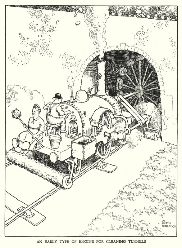 Illustration für Railway Ribaldry von W Heath Robinson (Lithografie) von William Heath Robinson