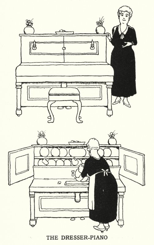 Das Dresser-Piano (Lithografie) von William Heath Robinson