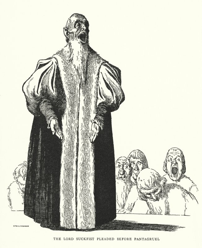 Der Herr Suckfist plädierte vor Pantagruel von William Heath Robinson