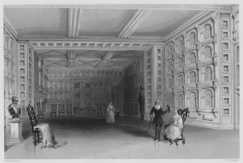 Innenraum eines Zimmers im Malahide Castle, Dublin (Stich) von William Henry (after) Bartlett